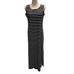 Norton‎ McNaughton Striped Sleeveless Maxi Dress Women Small Nautical Navy red